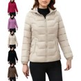 thumbnail image 1 of Lightweight Hooded Puffer for Women, Fitted Waist Zip Up Winter Jacket with Angled Side Pockets, 1 of 9