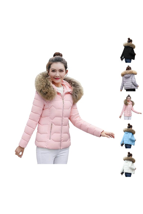 Lightweight Hooded Thermal Jacket for Women, Short Winter Warm Coat with Zipper Pockets, Ideal for Outdoor Activities and Casual Wear