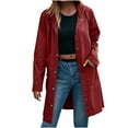 thumbnail image 1 of Lightweight Hooded Waterproof Jackets for Women Causal Drawstring Button Down Coat with Pockets Outdoor Solid Color Keen-lengthlength Windbreaker Jacket, 1 of 4