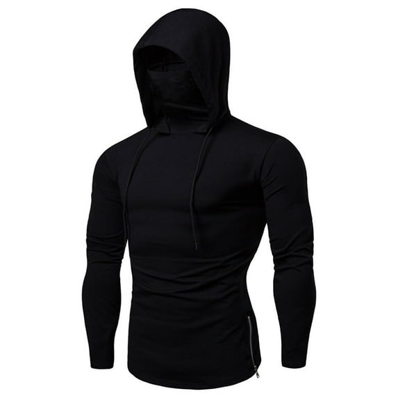 Lightweight Hoodie Pullover for Men With Mask Fashion Warm Sweatshirts Solid Color Windproof Cool Personality Top