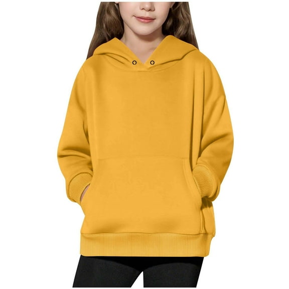 Lightweight Hoodies for Girls Boys with Front Pocket Pullover Sweatshirts Size 4-14 Teens Casual Solid Color Long Sleeve Going Out Workout Shirts Tops