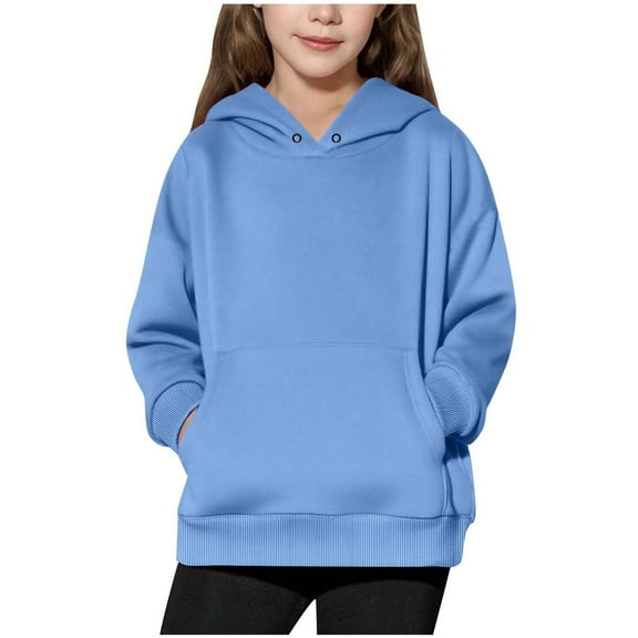 Lightweight Hoodies for Girls Boys with Front Pocket Pullover Sweatshirts Size 4-14 Teens Casual Solid Color Long Sleeve Going Out Workout Shirts Tops