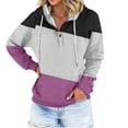 thumbnail image 1 of Lightweight Hoodies for Women Oversized Winter Cute Color Block Sweatshirts Pullover 2025 Fashion Tops Trendy Fall Winter Clothes (Purple,3X-Large), 1 of 4