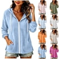 thumbnail image 1 of Lightweight Hoodies for Women Zip Up Summer Thin Casual Hoodies Drawstring Loose Fit Cotton Hoodie Casual Beach Cover Up, 1 of 8
