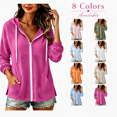 thumbnail image 1 of Lightweight Hoodies for Women Zip up Drawstring Summer Loose Fits Sweatshirt Fashion Casual Beach Coat Tops with Pockets, 1 of 7