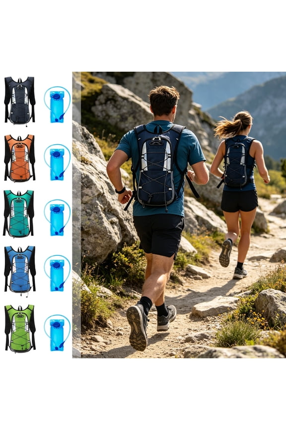 Lightweight Hydration Backpack, Reflective Running Daypack, 2L Water Bladder Pack, Breathable Cycling Hiking Rucksack, Outdoor Sports Vest Bag For Men Women