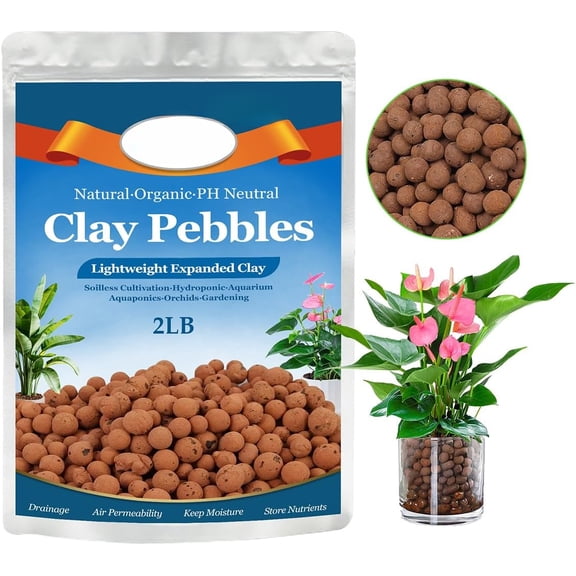 Lightweight Hydroponic Clay Pebbles, 16 LBS Organic Expanded Clay Pebbles (4mm-16mm) – Natural Leca Balls Aggregate for Indoor Plants, Hydroponic Growing, Plants Drainage, Aquaponics