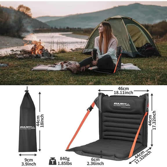 Lightweight Inflatable Folding Seats for Camping Chair with Back Support and Adjustable Straps,Foldable Bleacher Chairsfor Camping Hiking Sporting Events and Park