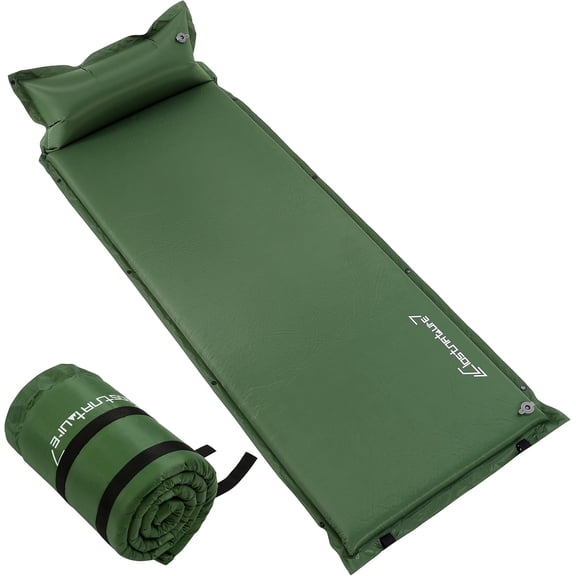 Lightweight Inflatable Sleeping Pad for Camping  2 Inch Insulated Foam Mat for Backpacking, Tent, or Hammock, Green