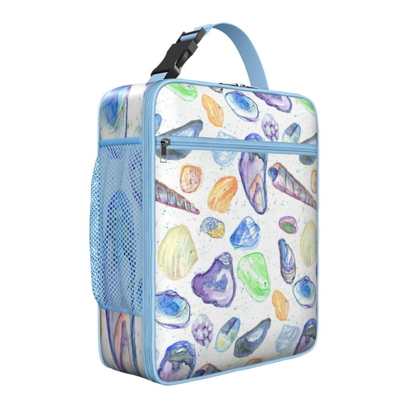 Lightweight Insulated Lunch Bag with Durable Zippers, Front Pocket & Mesh Side Storage, Travel-Ready Thermal Meal Bag Featuring Beach, Tropical, Marine Life, Starfish & Nautical Designs
