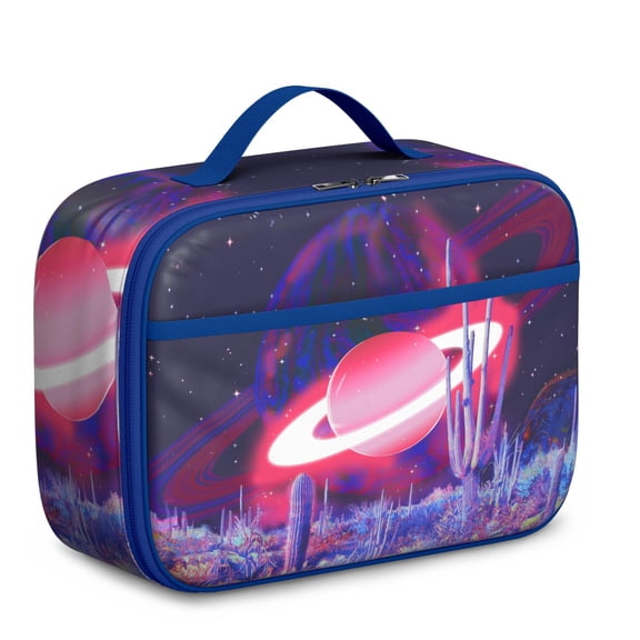 Lightweight Insulated Lunch Bag with Spacecraft, Alien, Starry Night Sky, and Space Galaxy Aesthetic Designs – Durable Lunch Tote for School and Travel