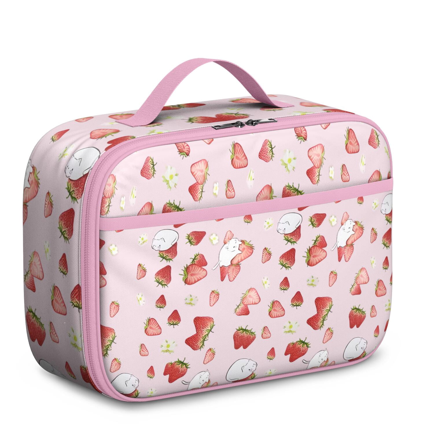 Lightweight Insulated Lunch Bag with Strawberry Strawberries Cute Red Sweet Kawaii Fruity Strawberry Lover I Love Strawberries Fruit Fresh Summer Red Berry Berry Berries Flowers Designs – Durable Lun