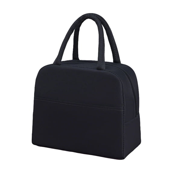 Lightweight Insulated Lunch Bag with Handle, Cloth Cooler Tote with Aluminum Foil Lining for Office Meals, Travel, Car and Picnic, Black