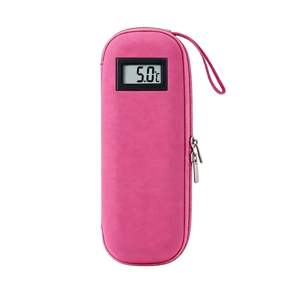 Lightweight Insulin Pen Cooler Case Temperature Display Diabetic Travel Organizer, Pink