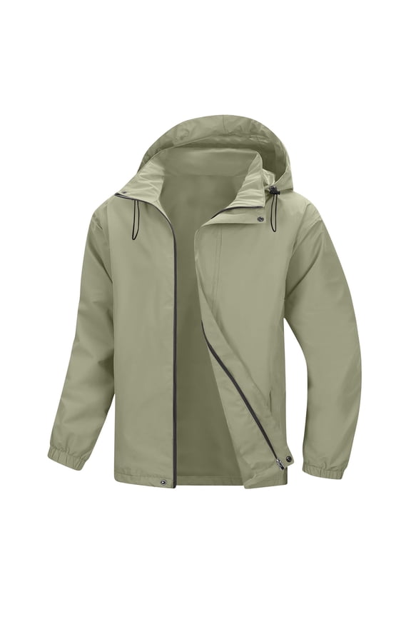 Lightweight Jacket Men Travel New Rain Jacket Men Waterproof Lightweight Windbreaker Casual Coat Outwear with Hood for Hiking Travel Mint Green M
