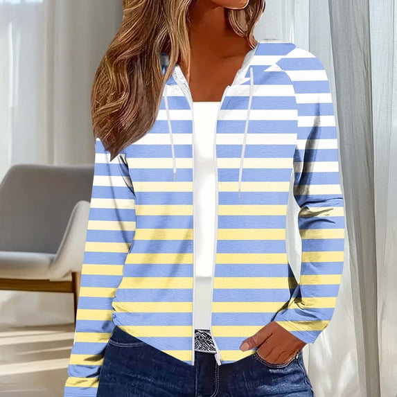 Lightweight Jacket Women Casual Fall Fashion Loose Random Placement Print Long Sleeve Zip Up Hooded Cardigan For A Relaxed Seasonal Look Spring Jackets For Women