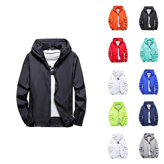 Lightweight Jacket Women Men Long Sleeve Casual Breathable Zip Up Hooded Windbreaker Jackets Outerwear with Pockets