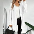 thumbnail image 1 of Lightweight Jacket Women New Zip up Hoodie Women Ribbed Knit Long Sleeve Long Tunic Sweatshirts Fall Fashion Sweater Cardigan Jacket White S, 1 of 9
