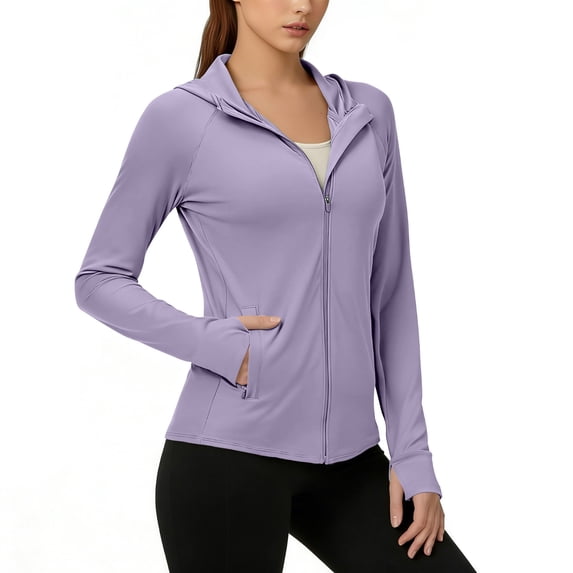 Lightweight Jacket Women Zip Up Sun Protection Hoodie Jacket Athletic Quick Dry Long Sleeve Shirts with Pockets