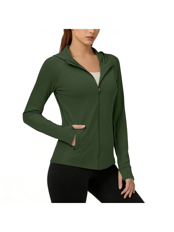 Lightweight Jacket Women Zip Up Sun Protection Hoodie Jacket Athletic Quick Dry Long Sleeve Shirts with Pockets