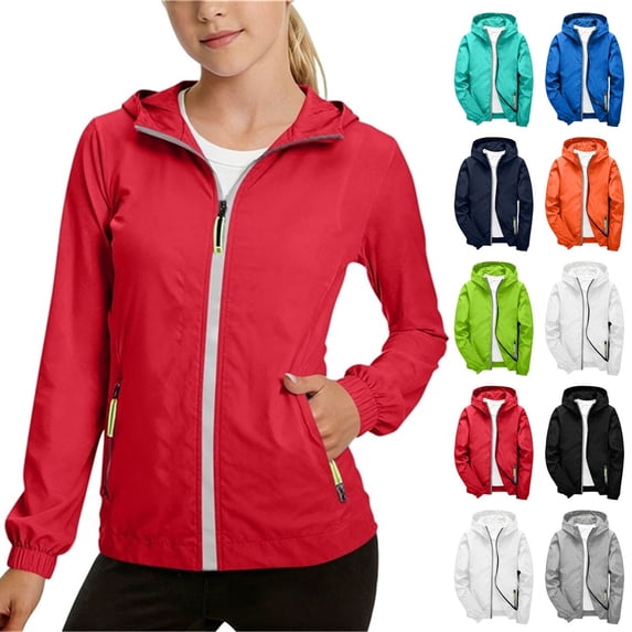 Lightweight Jacket for Children Waterproof Solid Color Long Sleeve Windproof Hooded Jacket for Recreational Sports