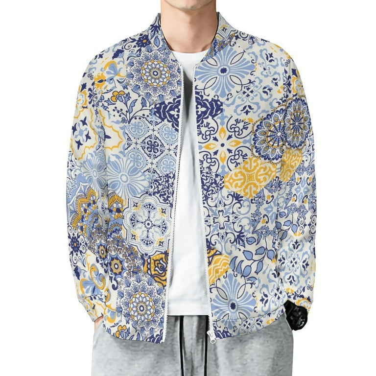 Lightweight Jacket for Men Colorful Mandalas Cuteness Casual Zip