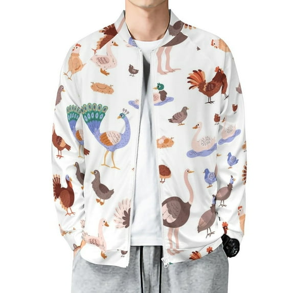Lightweight Jacket for Men - Farm Birds Goose Zip Up Bomber Jacket Men ...