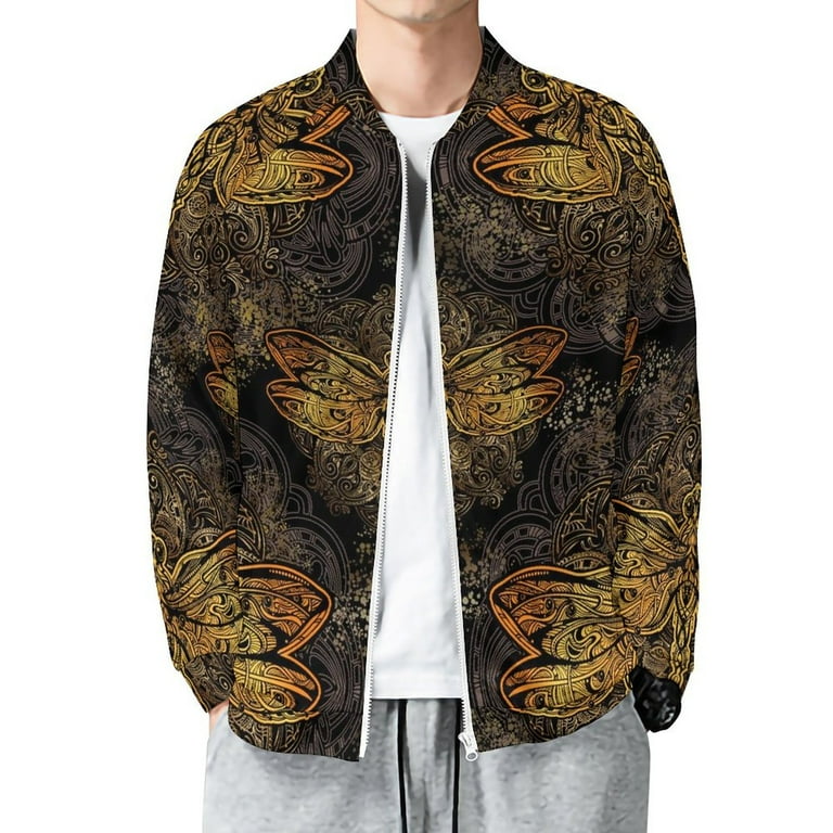 Windbreaker Jacket Mens Paisley Bomber Jacket Lightweight Jacket