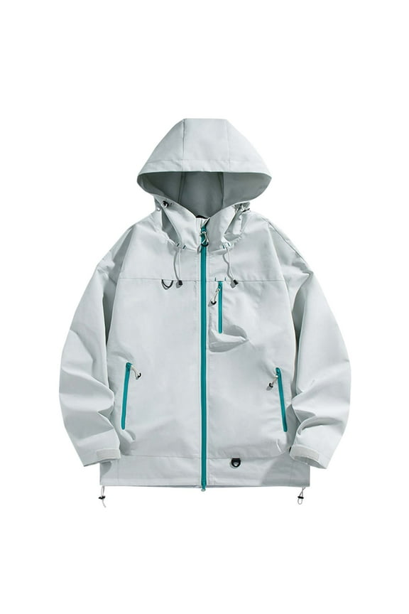 Lightweight Jacket for Off Road Ventures Mens Waterproof Rain Jacket Hood Pocket Windbreaker Coat Hiking Outerwear