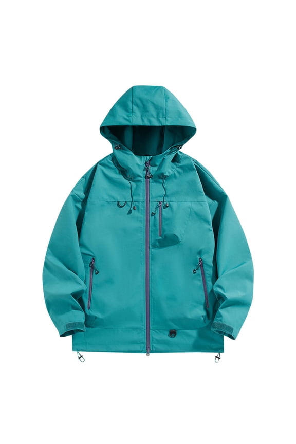 Lightweight Jacket for Off Road Ventures Mens Waterproof Rain Jacket Hood Pocket Windbreaker Coat Hiking Outerwear