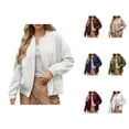 thumbnail image 1 of Lightweight Jacket for Women Long Sleeve Loose Casual Floral Jacquard Texture Zip Up Jackets with Pockets Fall Outerwear, 1 of 6