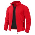 thumbnail image 1 of Lightweight Jackets For Men Full Zip Windbreaker Stand Up Collar Fashionable Casual Jacket With Pockets Red L, 1 of 5