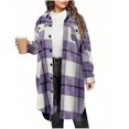 thumbnail image 1 of Lightweight Jackets Womens Plus Size New Womens Plus Size Flannel Plaid Cardigan Long Sleeve Lapel Button Long Jacket Coats Fall Fashion Clothes Purple S, 1 of 2