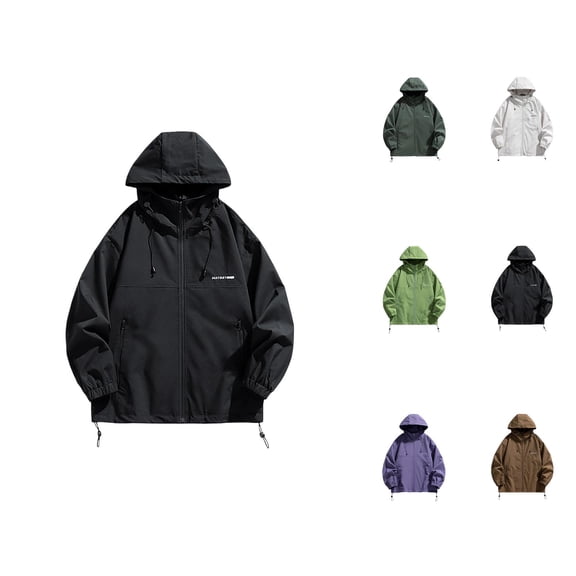 Lightweight Jackets for Men 2025 Long Sleeve Outdoor Casual Zip Up Hooded Jacket with Pockets Outerwear Coat Hoodie
