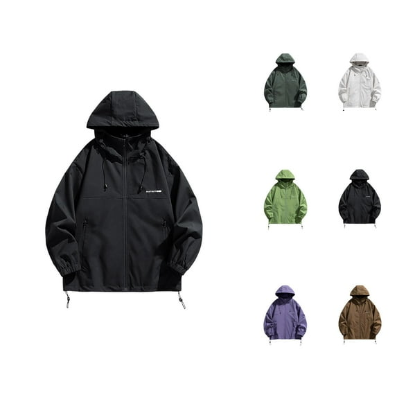 Lightweight Jackets for Men 2025 Long Sleeve Outdoor Casual Zip Up Hooded Jacket with Pockets Outerwear Coat Hoodie