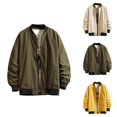 thumbnail image 1 of Lightweight Jackets for Men 2025 Long Sleeve Stand Collar Ribbed Trim Loose Zip Up Jacket with Pockets Outerwear Coat, 1 of 5