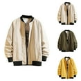 thumbnail image 1 of Lightweight Jackets for Men 2025 Long Sleeve Stand Collar Ribbed Trim Loose Zip Up Jacket with Pockets Outerwear Coat, 1 of 5