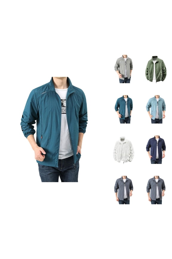 Lightweight Jackets for Men 2025 Long Sleeve Windproof Sun Protection Breathable Outdoor Zip Up Jacket with Pockets