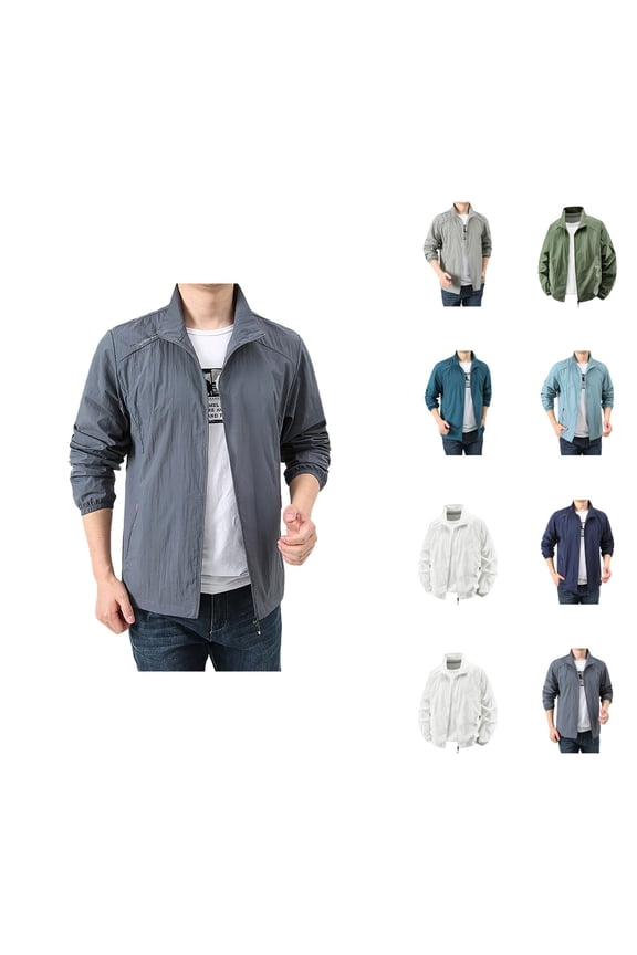 Lightweight Jackets for Men 2025 Long Sleeve Windproof Sun Protection Breathable Outdoor Zip Up Jacket with Pockets