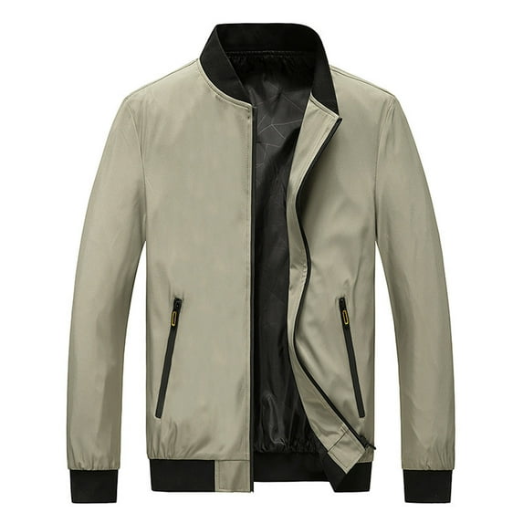 Lightweight Jackets for Men Fall, Men's Military Jacket Casual Bomber Jacket Stand Collar Jacket Windbreaker with Zipper Pocket