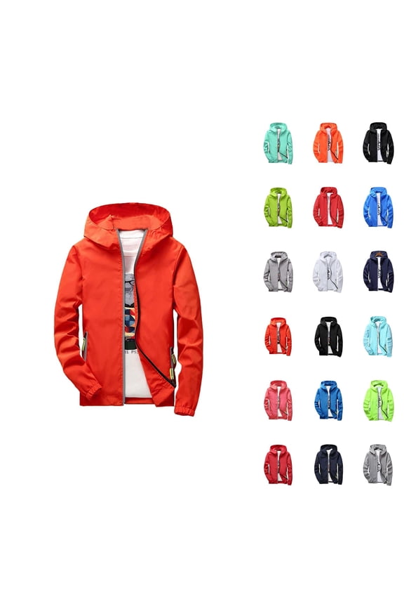Lightweight Jackets for Men Long Sleeve Plus Size Quick Drying Reflective Zip Up Hooded Jacket with Pockets Hoodie