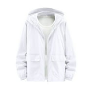 Lightweight Jackets for Men with Hood and Pockets M-5X Plus Size Long Sleeve Sun Protection Zipper Up Solid Fishing Hiking Hoodies Coats
