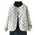 thumbnail image 1 of Lightweight Jackets for Women Cotton Padded Fall Winter Outerwear Retro Polka Dots Print Button up Cardigan Coat (M, White), 1 of 7