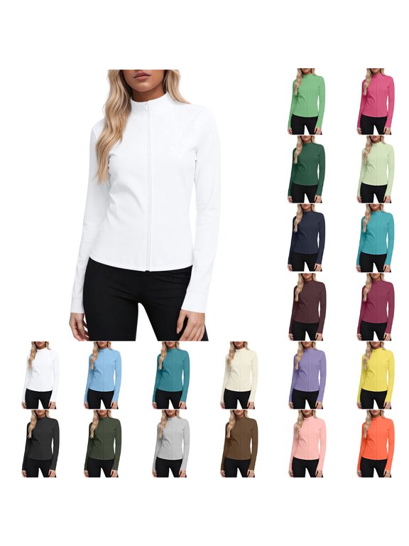 Lightweight Jackets for Women Plus Size Hoodless Sun protection Long Sleeve Solid Color Short Rain Jacket Active Outdoor Sport Hiking Raincoat
