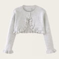 thumbnail image 1 of Lightweight Kids Cardigan Summer Girls Cropped Knit Cardigan Solid Ruffle Button Lightweight Sweater Shrugs for Dress Formal Wedding Gray 2Y, 1 of 6