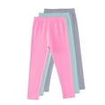 thumbnail image 1 of Lightweight Kids Joggers New 3pc Toddler Baby Girls Leggings Pants Full Length Cotton Basic Trousers Multipack Stretchy Soft Tights Style B-5 Green 5-6 Years, 1 of 3