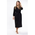 thumbnail image 1 of Lightweight Kimono robes for Women Cotton Soft Knit robe, Long V-Neck Robes For Female Adult Sleepwear Loungewear - Black - XX-Large, 1 of 15
