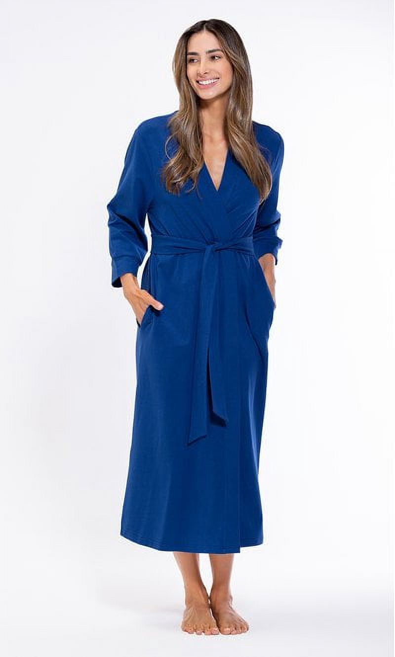 Light Long Robe Lightweight Kimono robes for Women Cotton Soft Knit robe, Long V-Neck ...