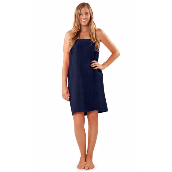 Lightweight Knee Length Spa / Bath Waffle Body Wrap with Adjustable Velcro