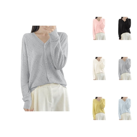 Lightweight Knit Cardigan Cozy Hollow Out Long Sleeve Outerwear For Comfort And Style Cardigan Sweaters for Women